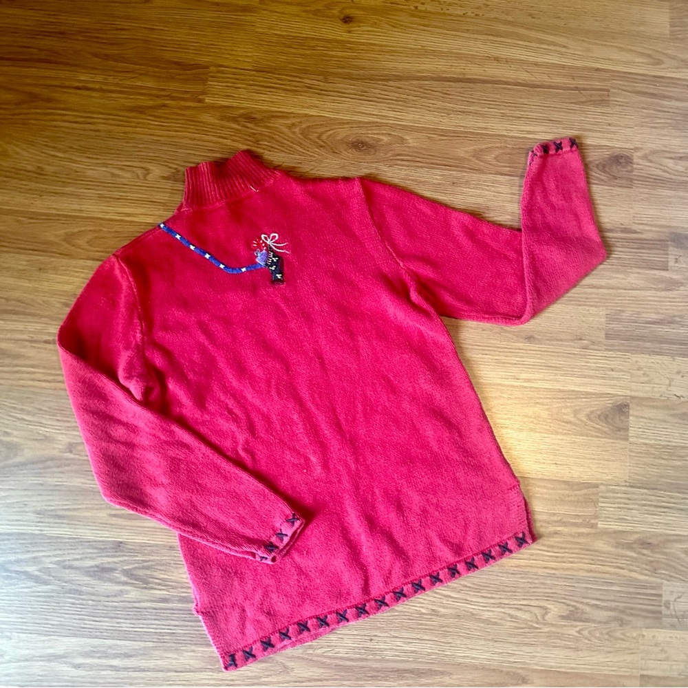 Women’s Small Red Vintage Ugly Christmas Sweater Embroidered‎ Appliqué Beaded - Picture 7 of 9